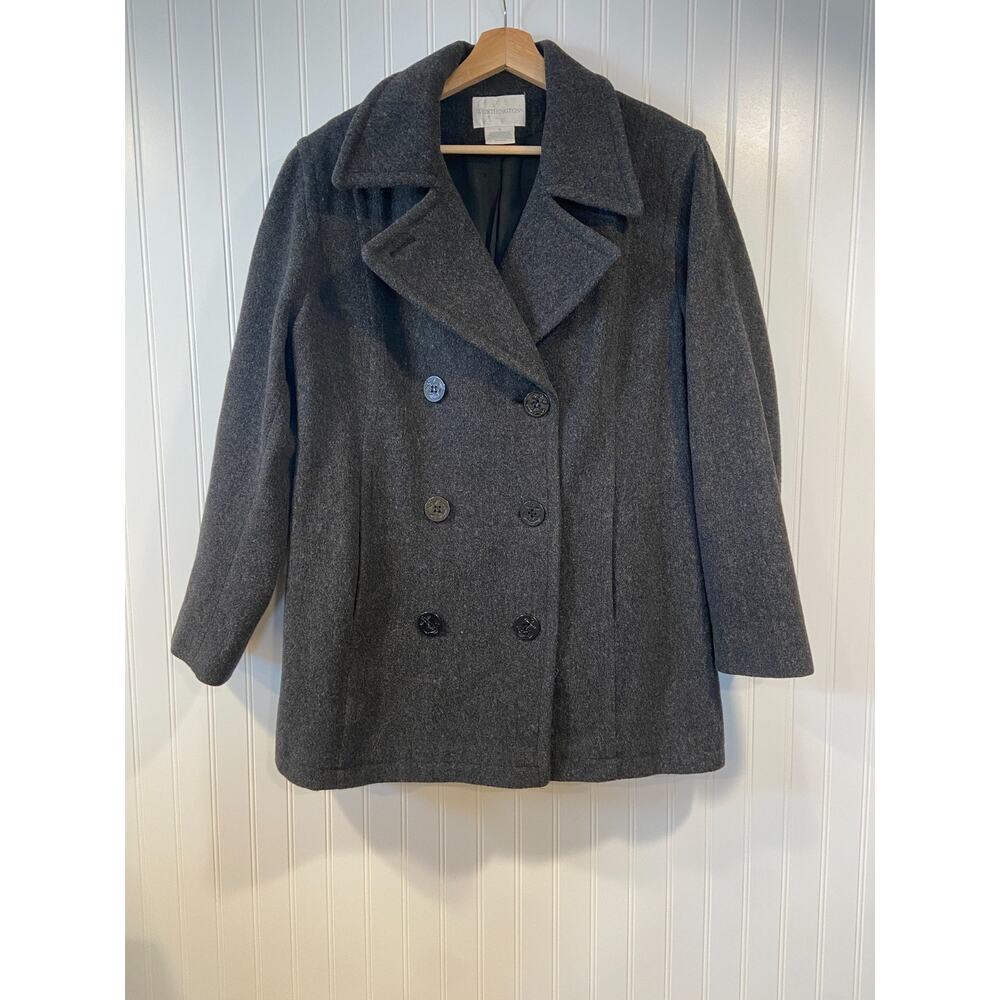 Worthington Wool Overcoat Womens 16 Gray Double Breasted Lined Jacket